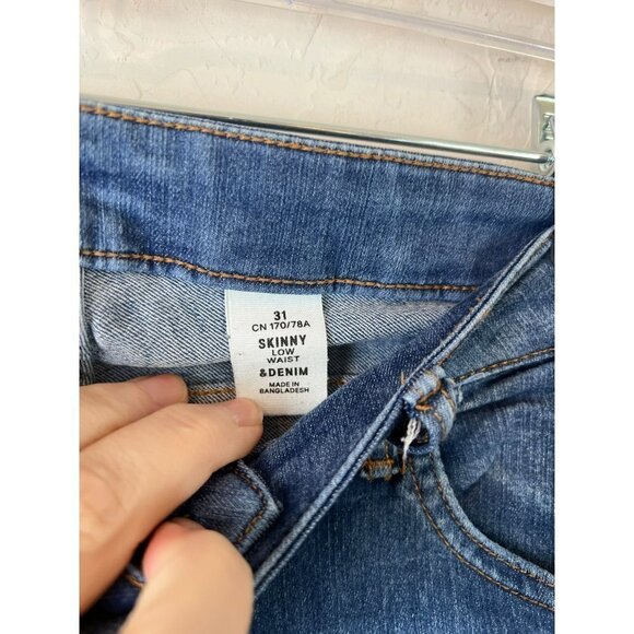 & Denim Sz 31 Skinny Low Waist Jeans Medium Wash Women - Picture 3 of 7